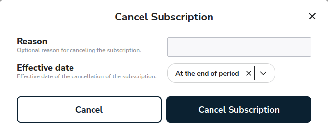 Subscriptions Cancel Subscriptions Cancel